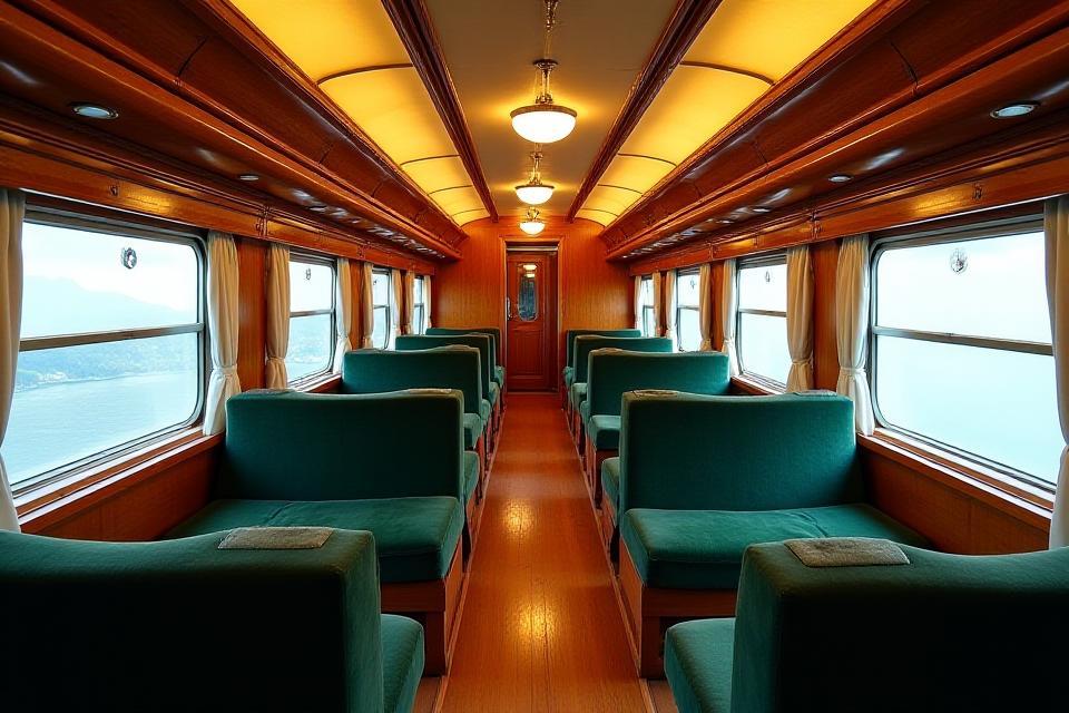 復元されたホハ8100形客車の豪華な内装