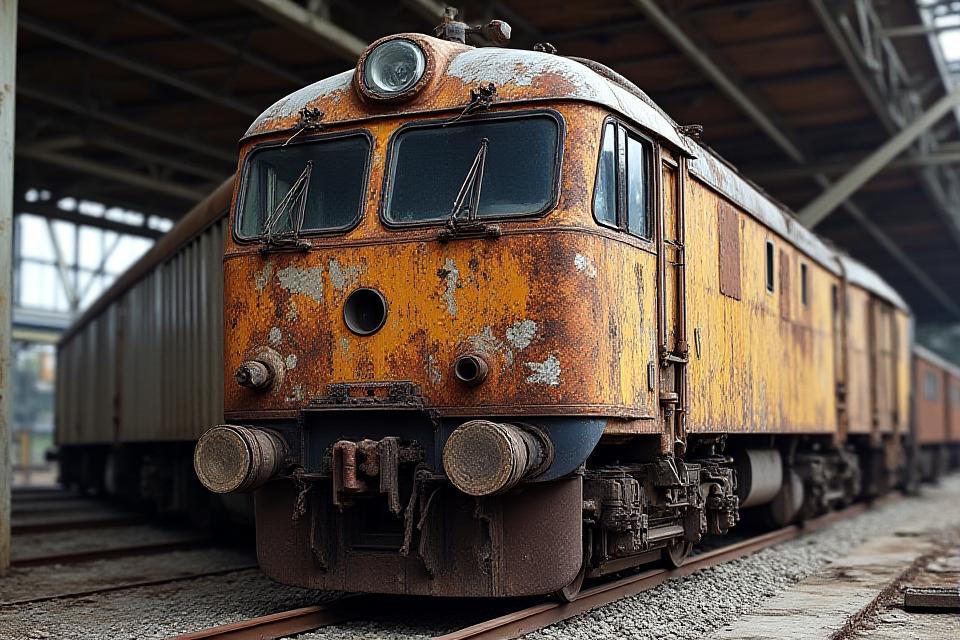 修復前の錆びたキハ07形気動車